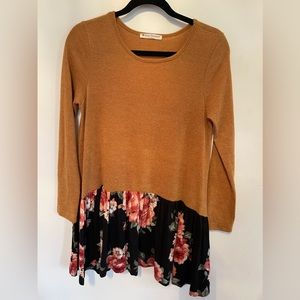 RIAH FASHION Los Angeles mustard yellow black Tunic/dress size M